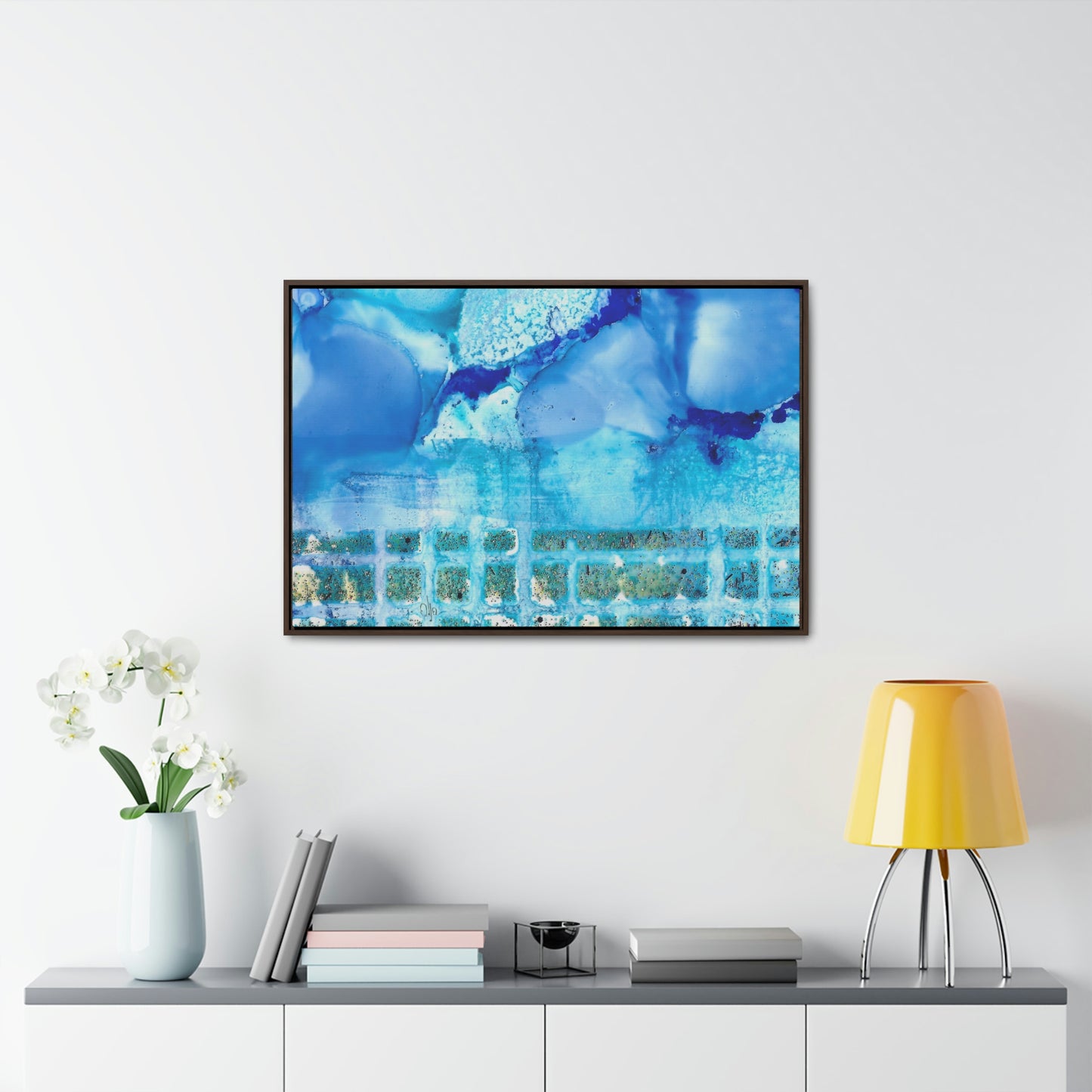 Blue Ice 1 Framed Canvas Print - Alja Design