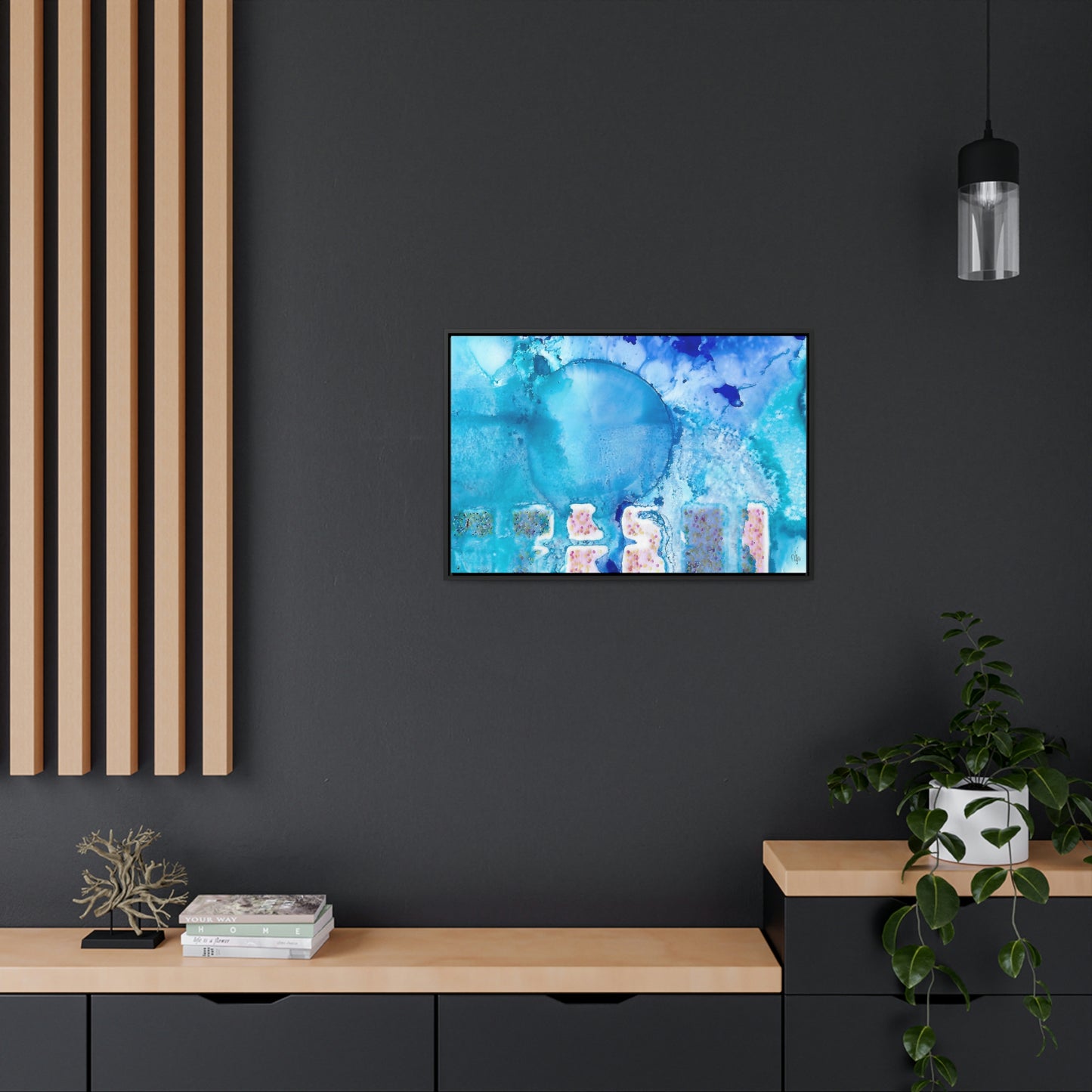 Blue Ice 9 Framed Canvas Print - Alja Design