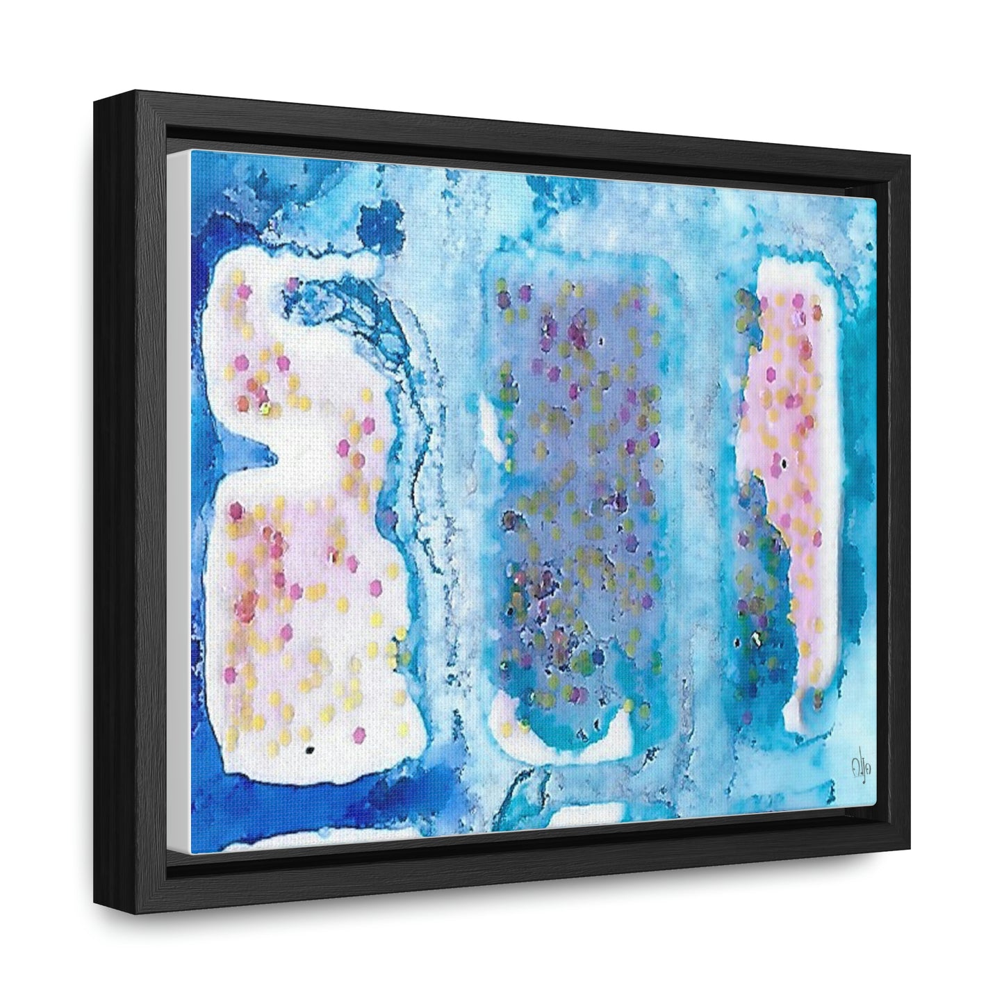 Blue Ice 4 Framed Canvas Print - Alja Design