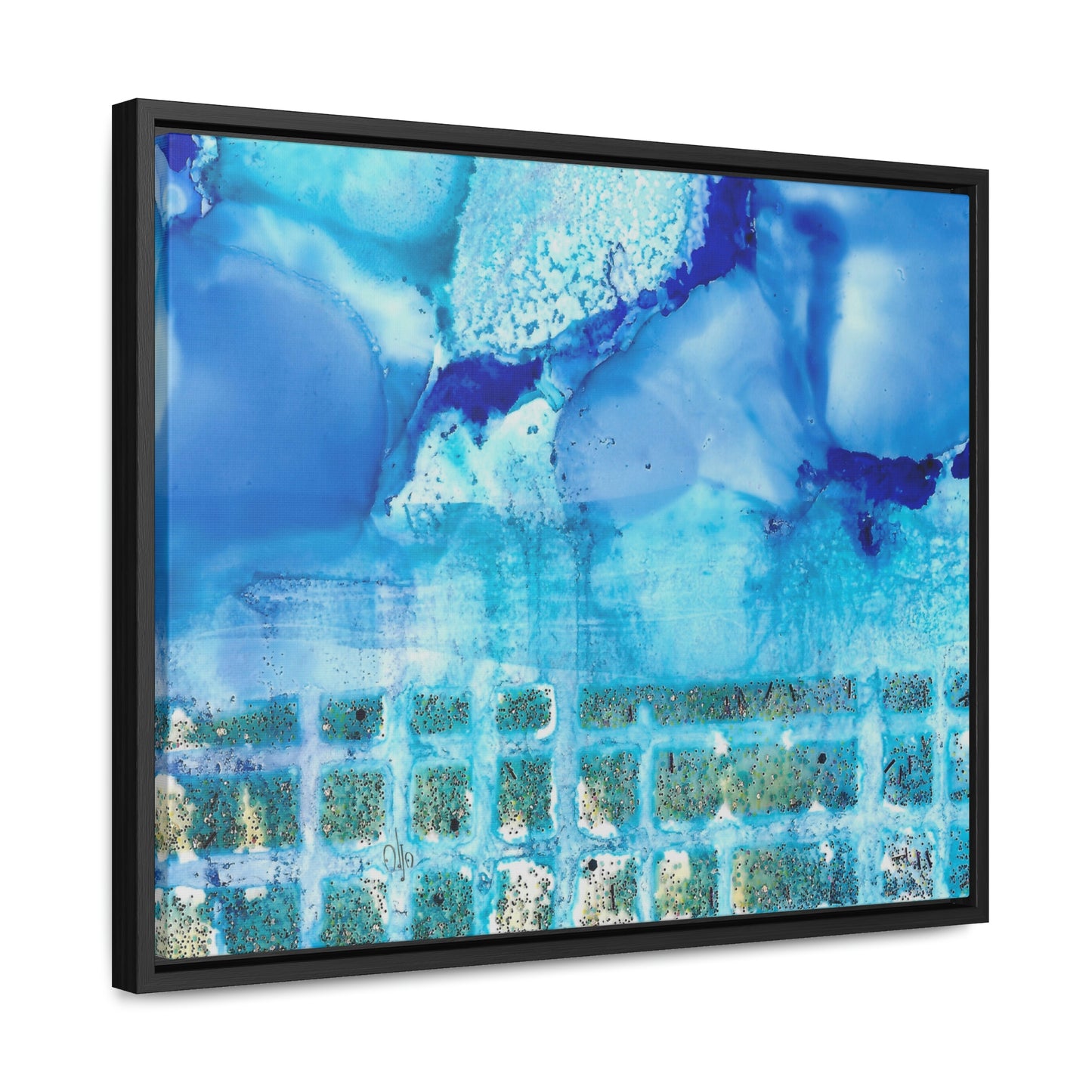 Blue Ice 1 Framed Canvas Print - Alja Design