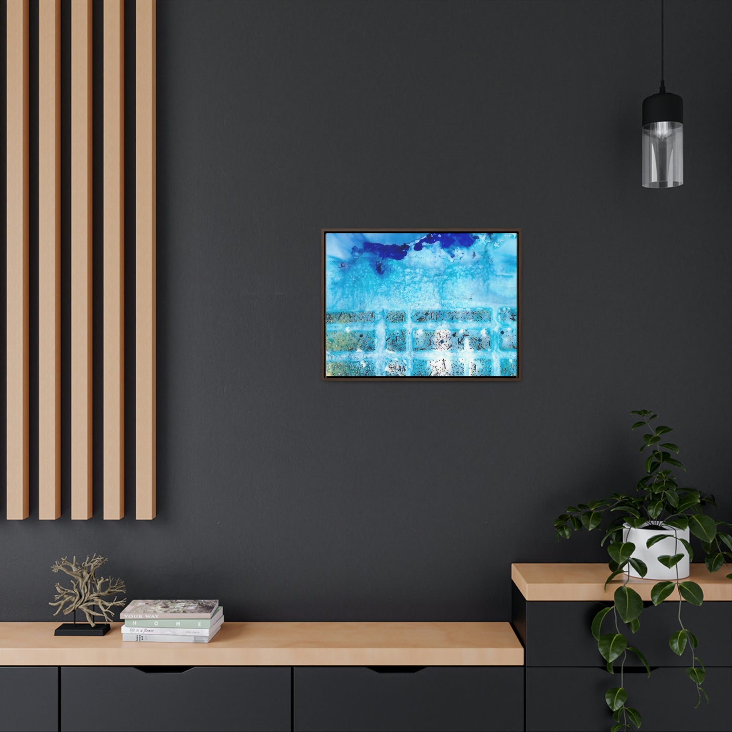 Blue Ice 8 Framed Canvas Print - Alja Design