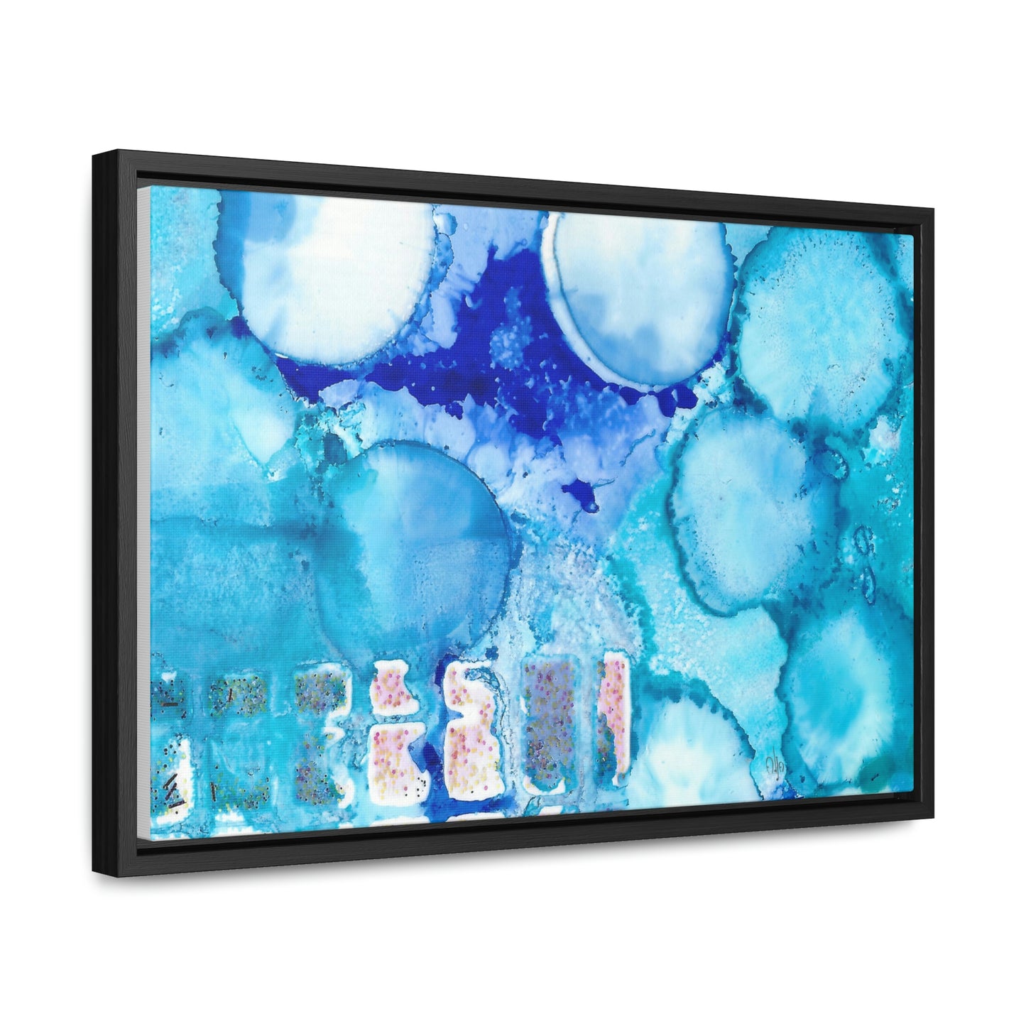 Blue Ice 5 Framed Canvas Print - Alja Design