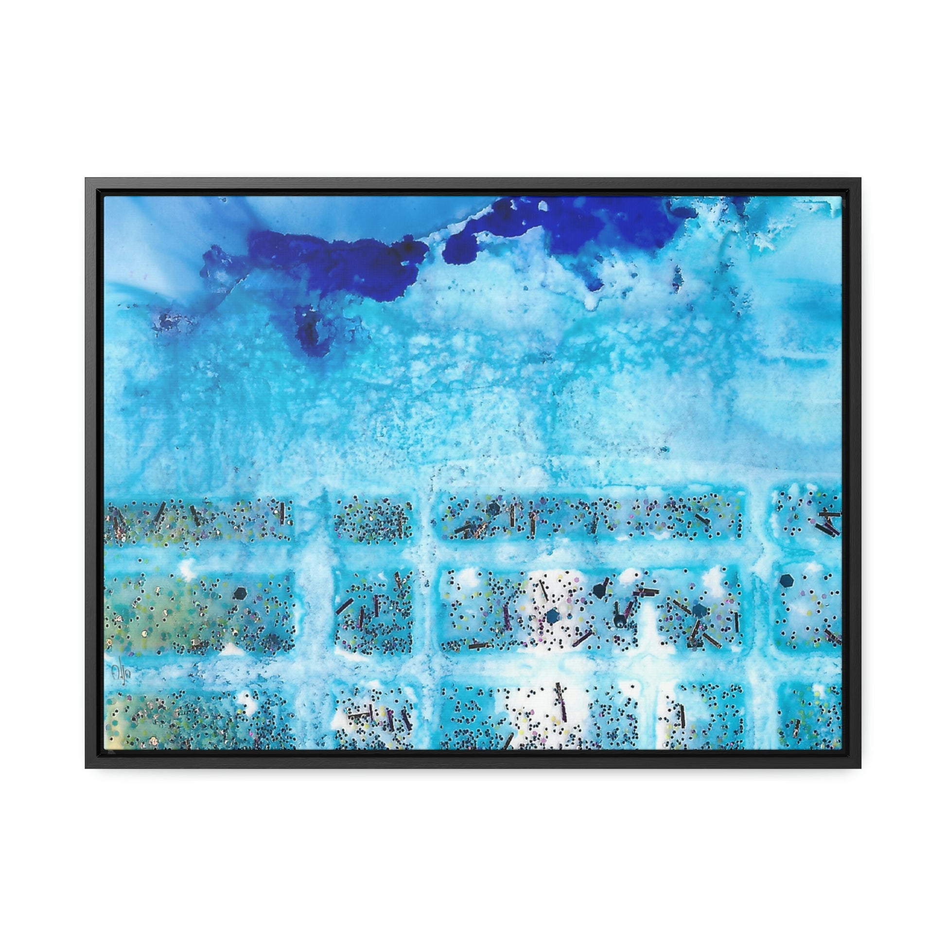 Blue Ice 8 Framed Canvas Print - Alja Design