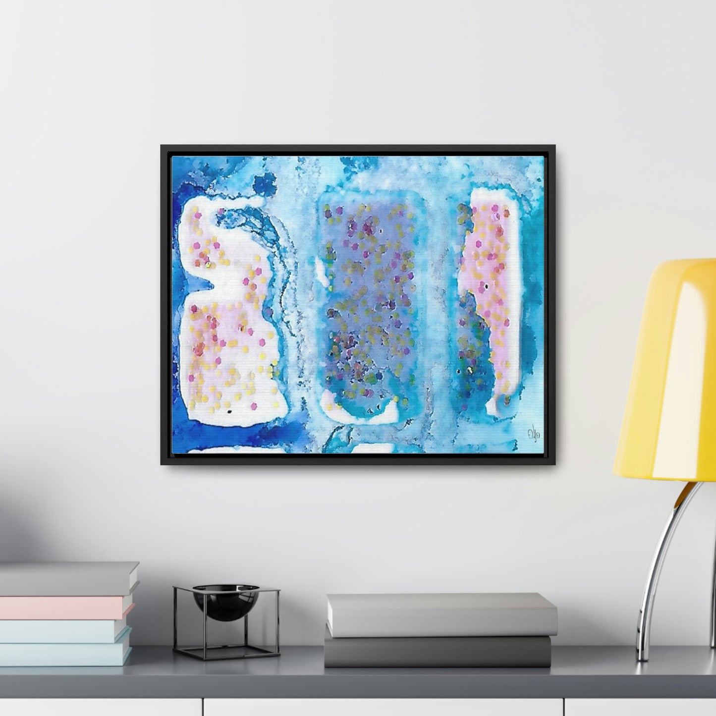 Blue Ice 4 Framed Canvas Print - Alja Design