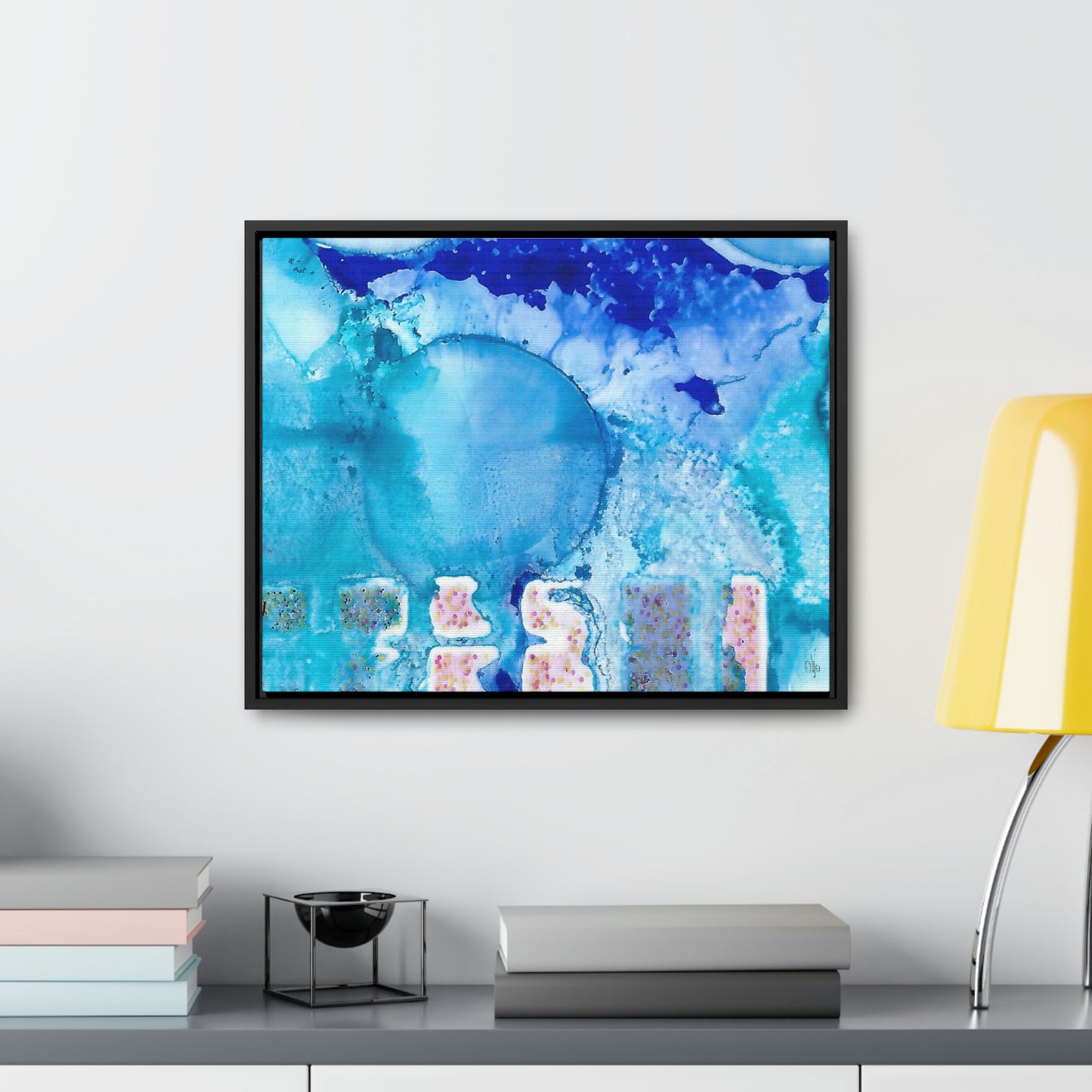 Blue Ice 9 Framed Canvas Print - Alja Design