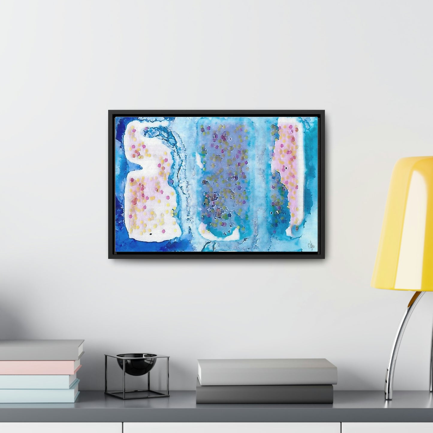 Blue Ice 4 Framed Canvas Print - Alja Design