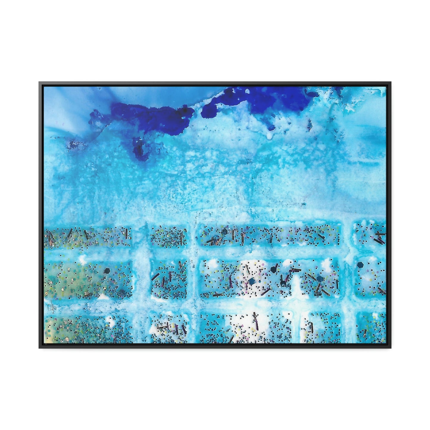 Blue Ice 8 Framed Canvas Print - Alja Design