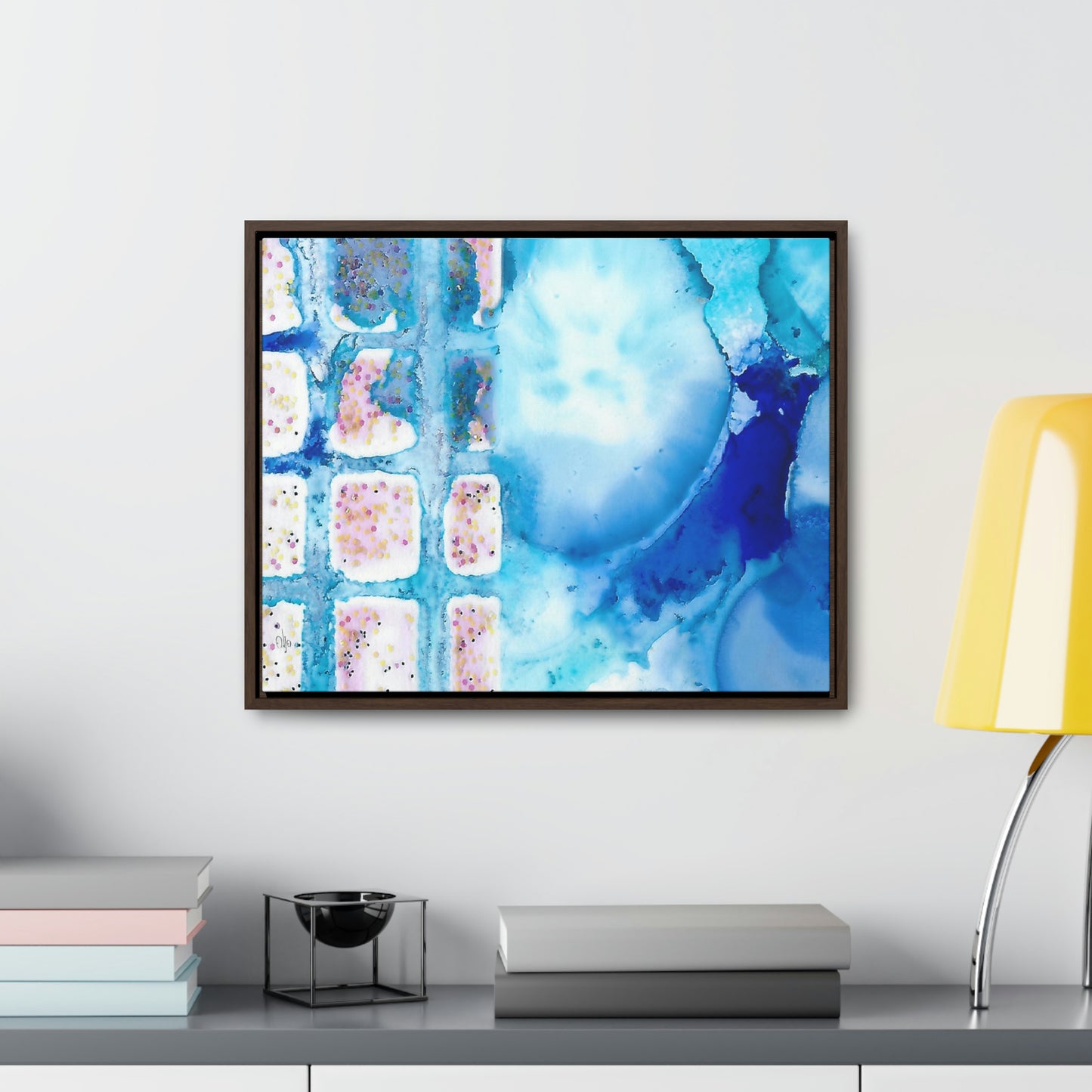 Blue Ice 10 Framed Canvas Print - Alja Design