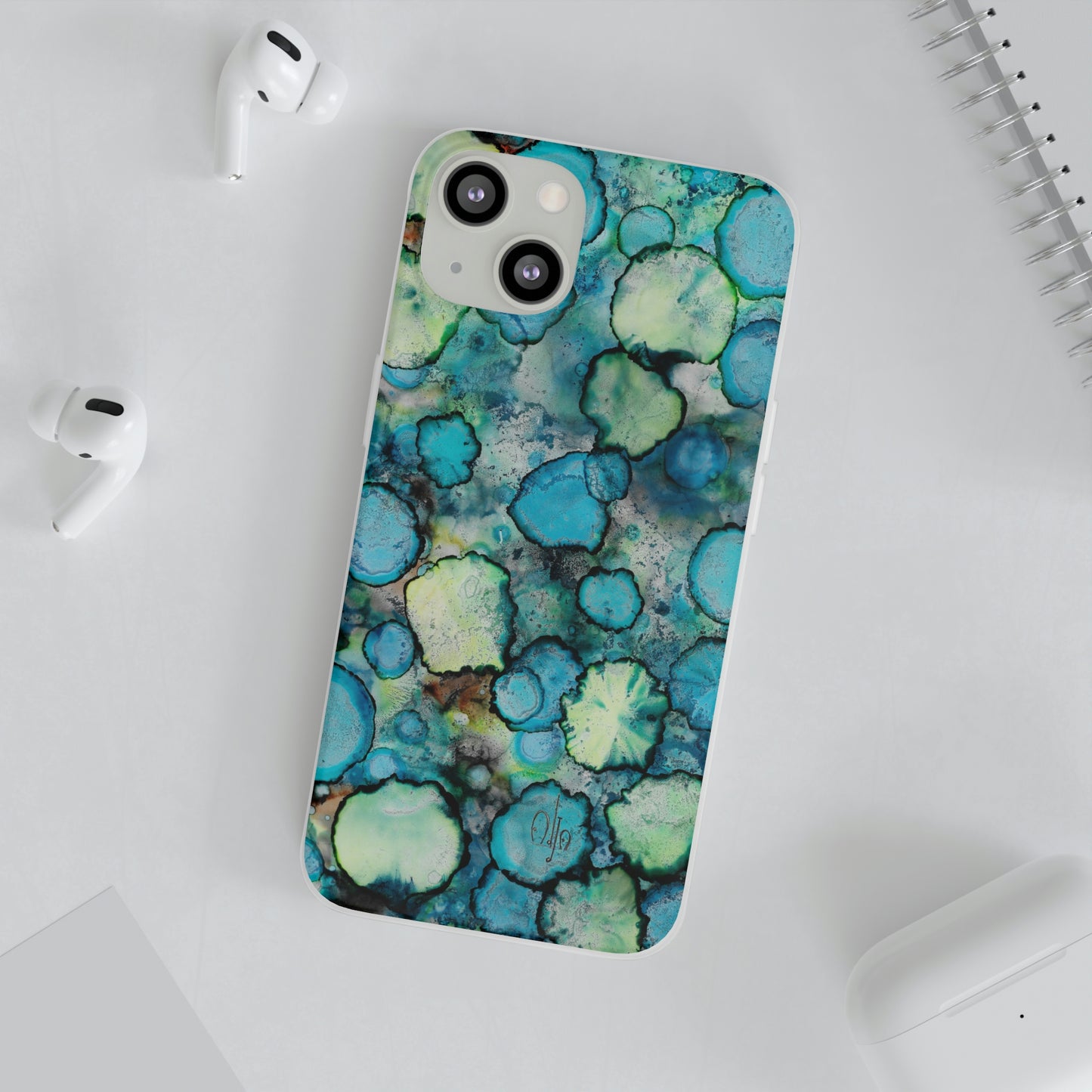 iPhone and Samsung Galaxy Flexi Phone Case Blue Bubbles - Alja Design