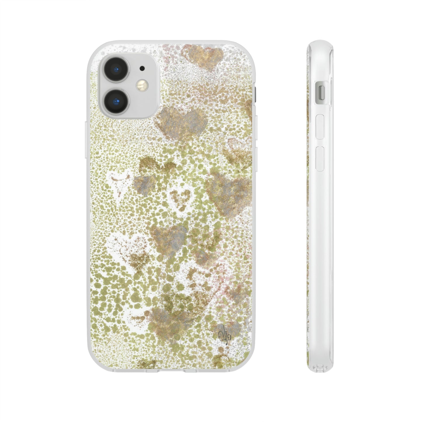 iPhone and Samsung Galaxy Flexi Phone Case Green Hearts - Alja Design