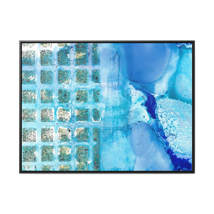 Blue Ice 14 Framed Canvas Print - Alja Design