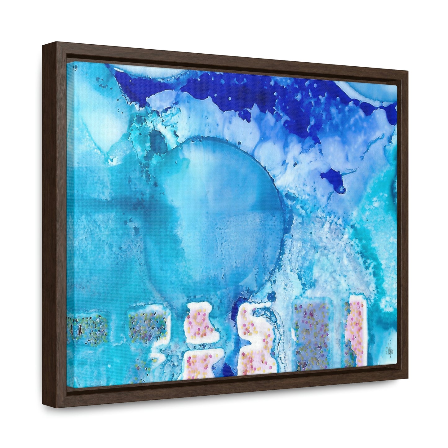 Blue Ice 9 Framed Canvas Print - Alja Design
