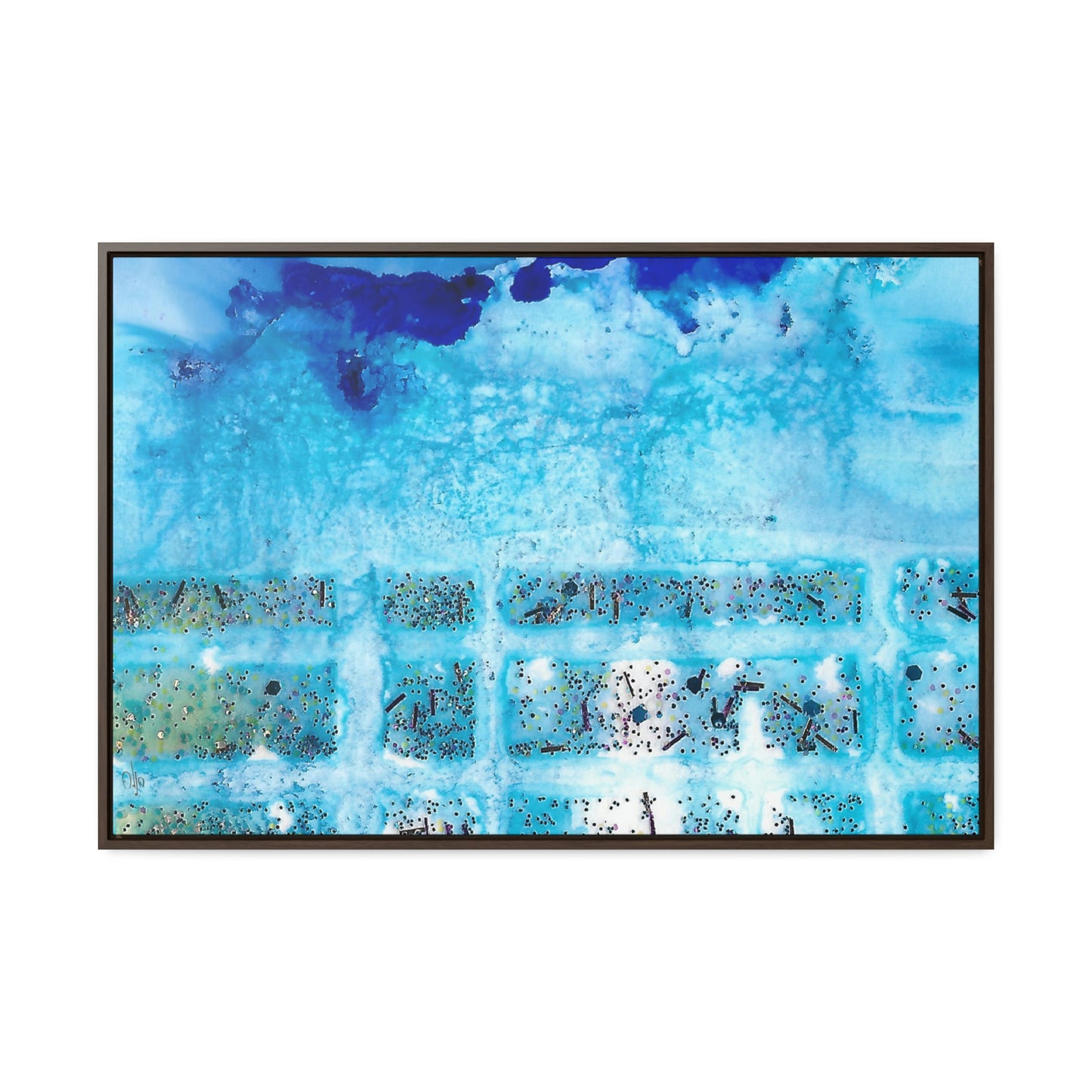 Blue Ice 8 Framed Canvas Print - Alja Design