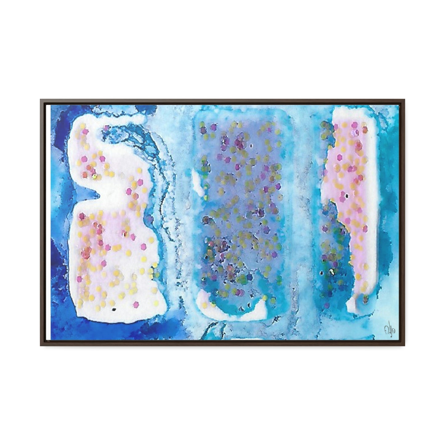 Blue Ice 4 Framed Canvas Print - Alja Design