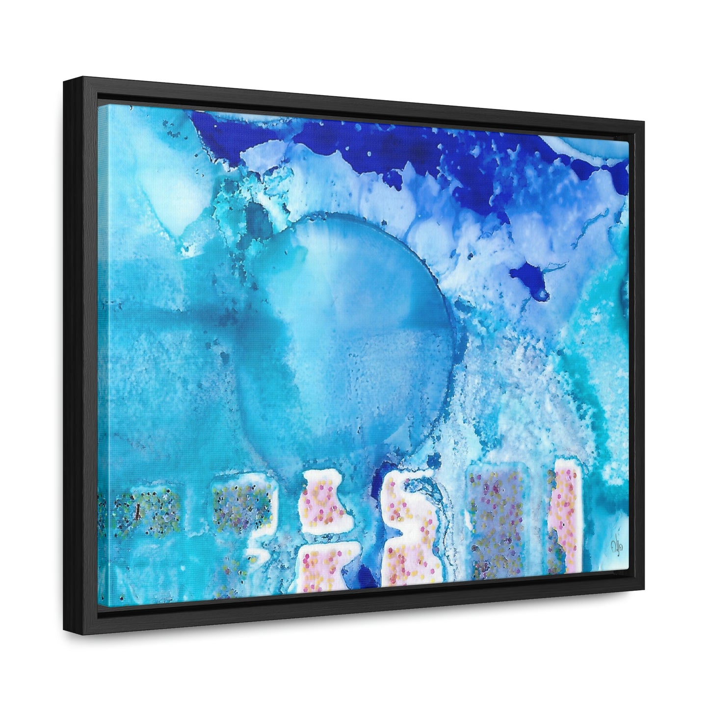 Blue Ice 9 Framed Canvas Print - Alja Design