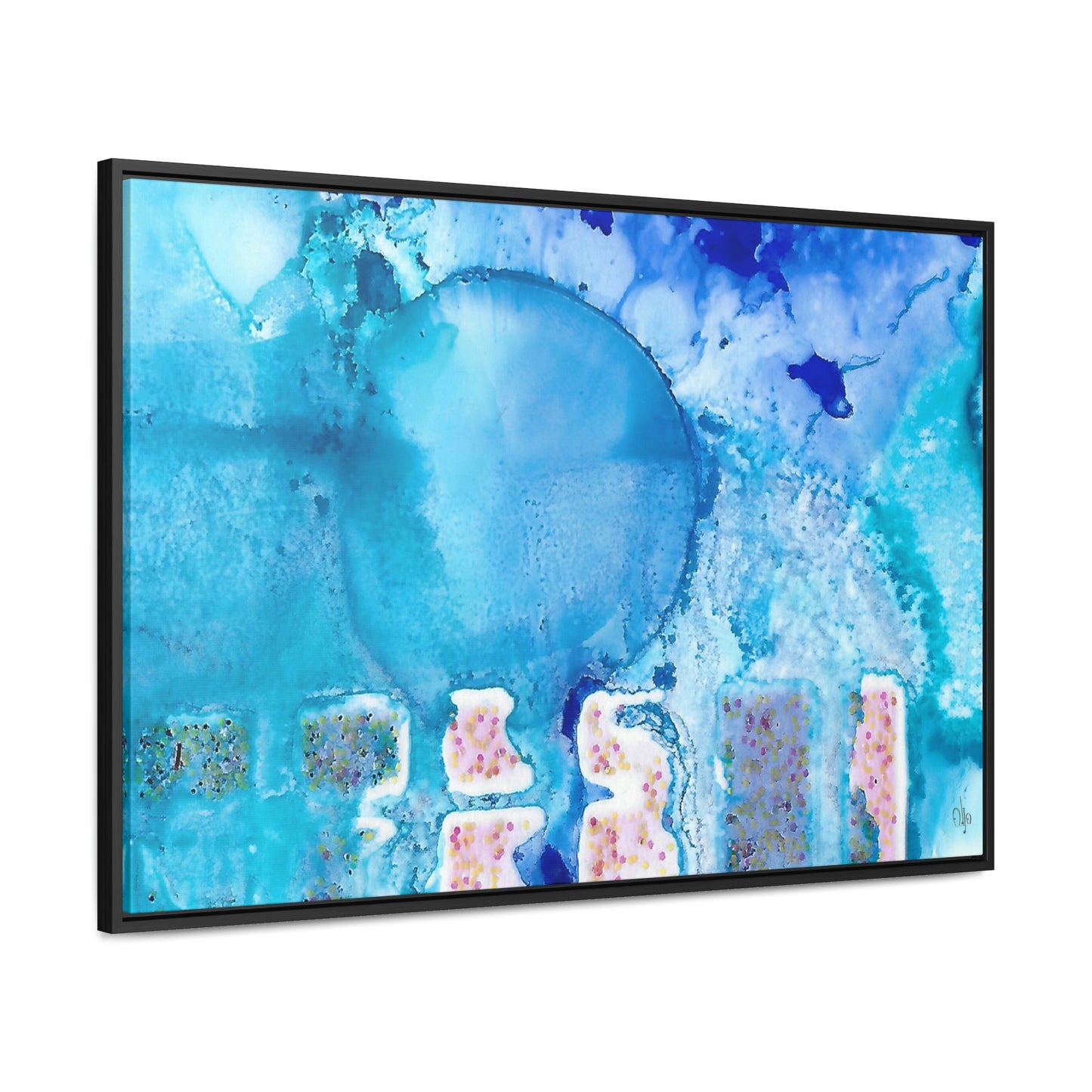 Blue Ice 9 Framed Canvas Print - Alja Design