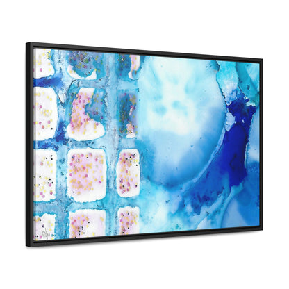 Blue Ice 10 Framed Canvas Print - Alja Design