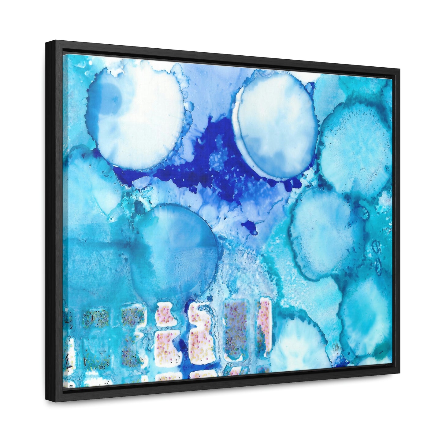 Blue Ice 5 Framed Canvas Print - Alja Design