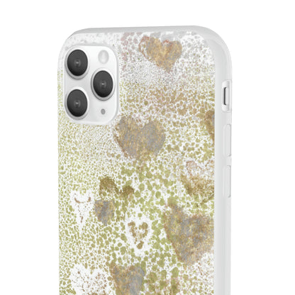 iPhone and Samsung Galaxy Flexi Phone Case Green Hearts - Alja Design