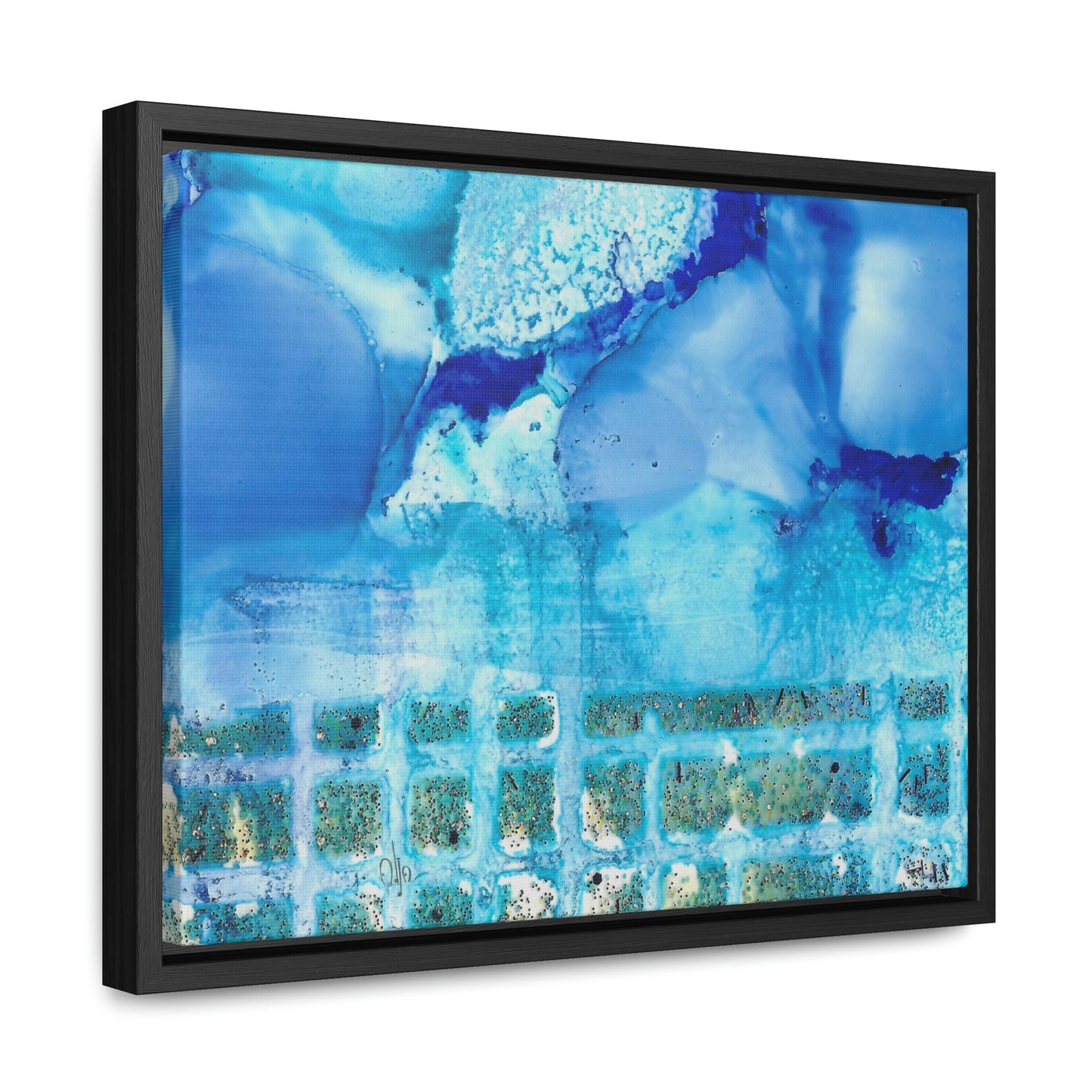 Blue Ice 1 Framed Canvas Print - Alja Design