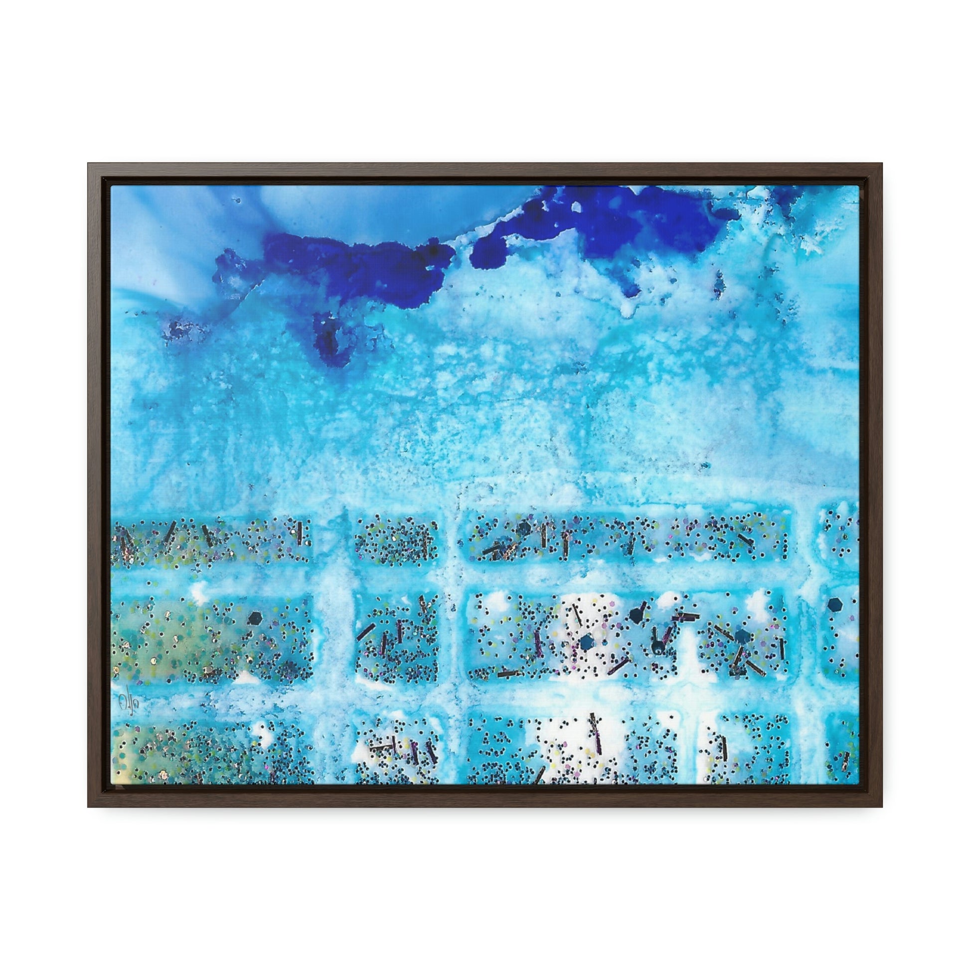 Blue Ice 8 Framed Canvas Print - Alja Design