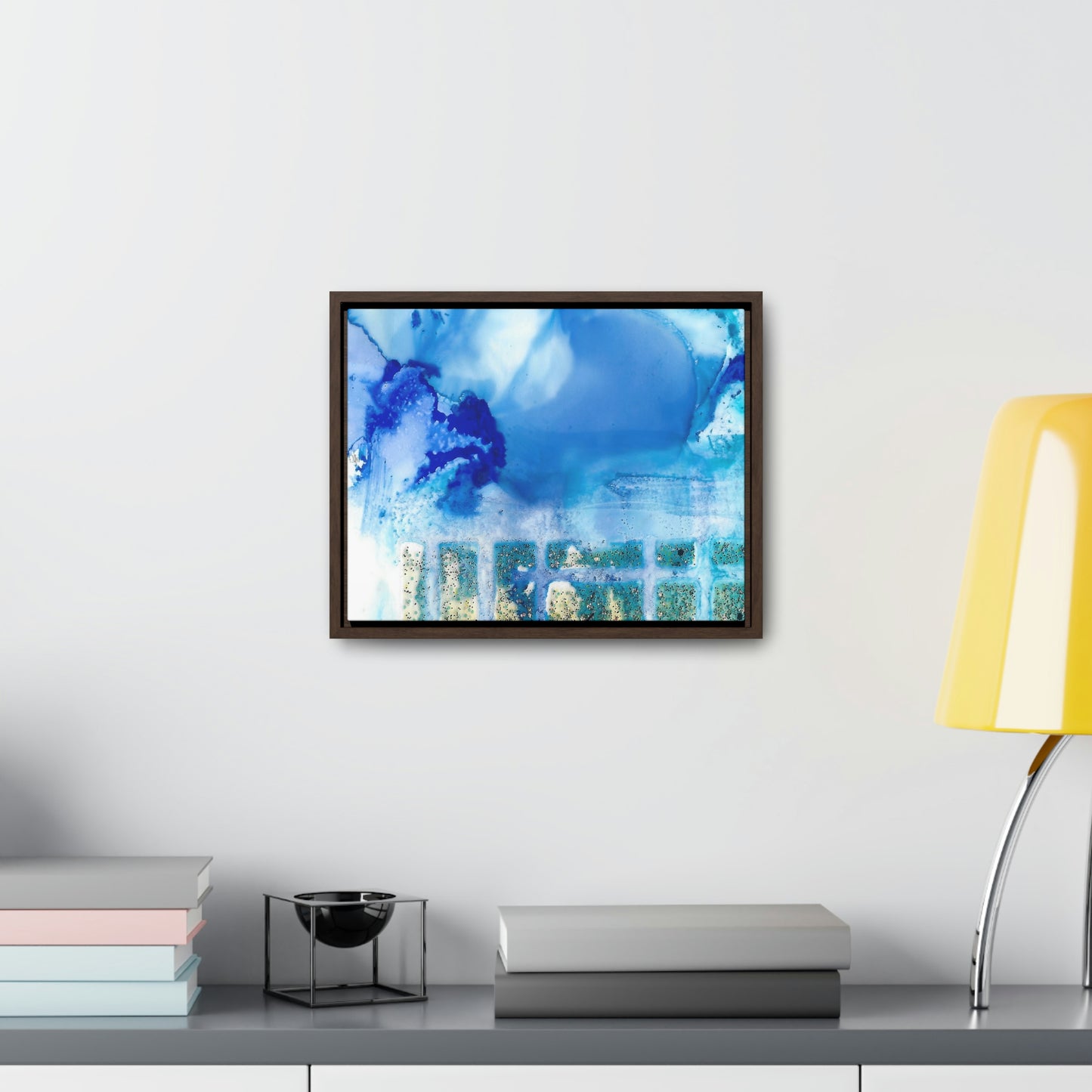 Blue Ice 7 Framed Canvas Print - Alja Design