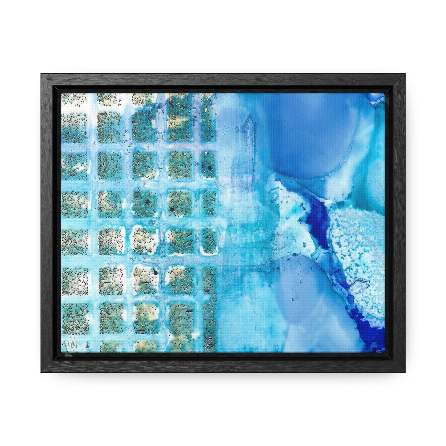 Blue Ice 14 Framed Canvas Print - Alja Design