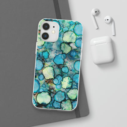 iPhone and Samsung Galaxy Flexi Phone Case Blue Bubbles - Alja Design