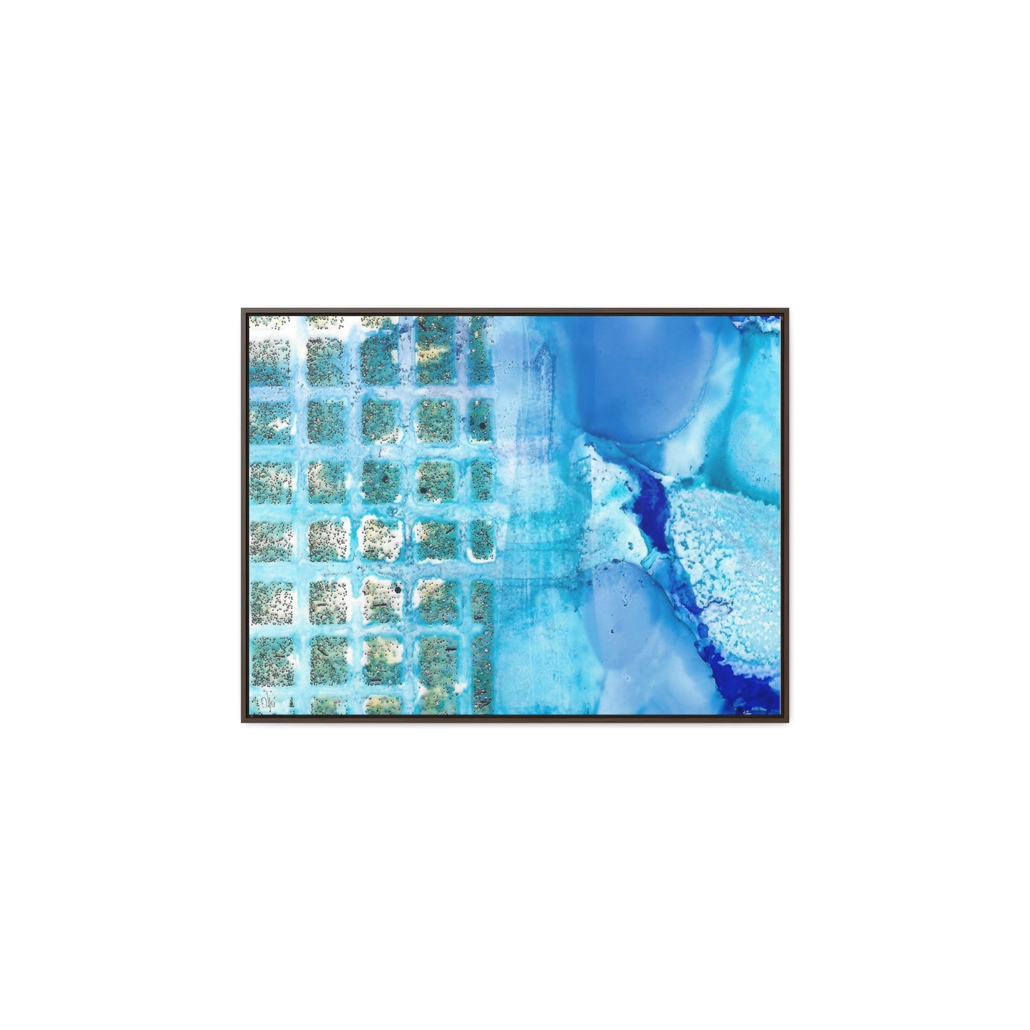 Blue Ice 14 Framed Canvas Print - Alja Design