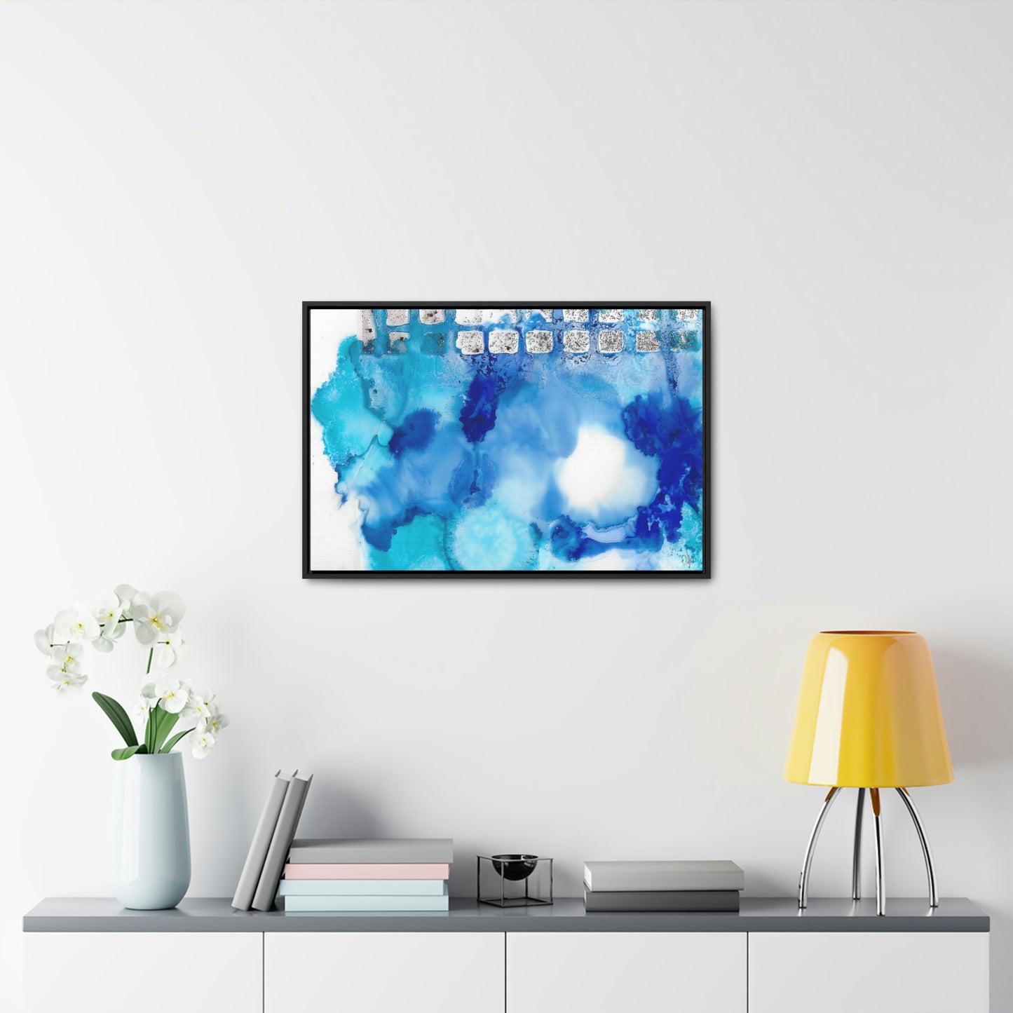 Blue Ice 2 Framed Canvas Print - Alja Design