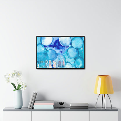 Blue Ice 5 Framed Canvas Print - Alja Design