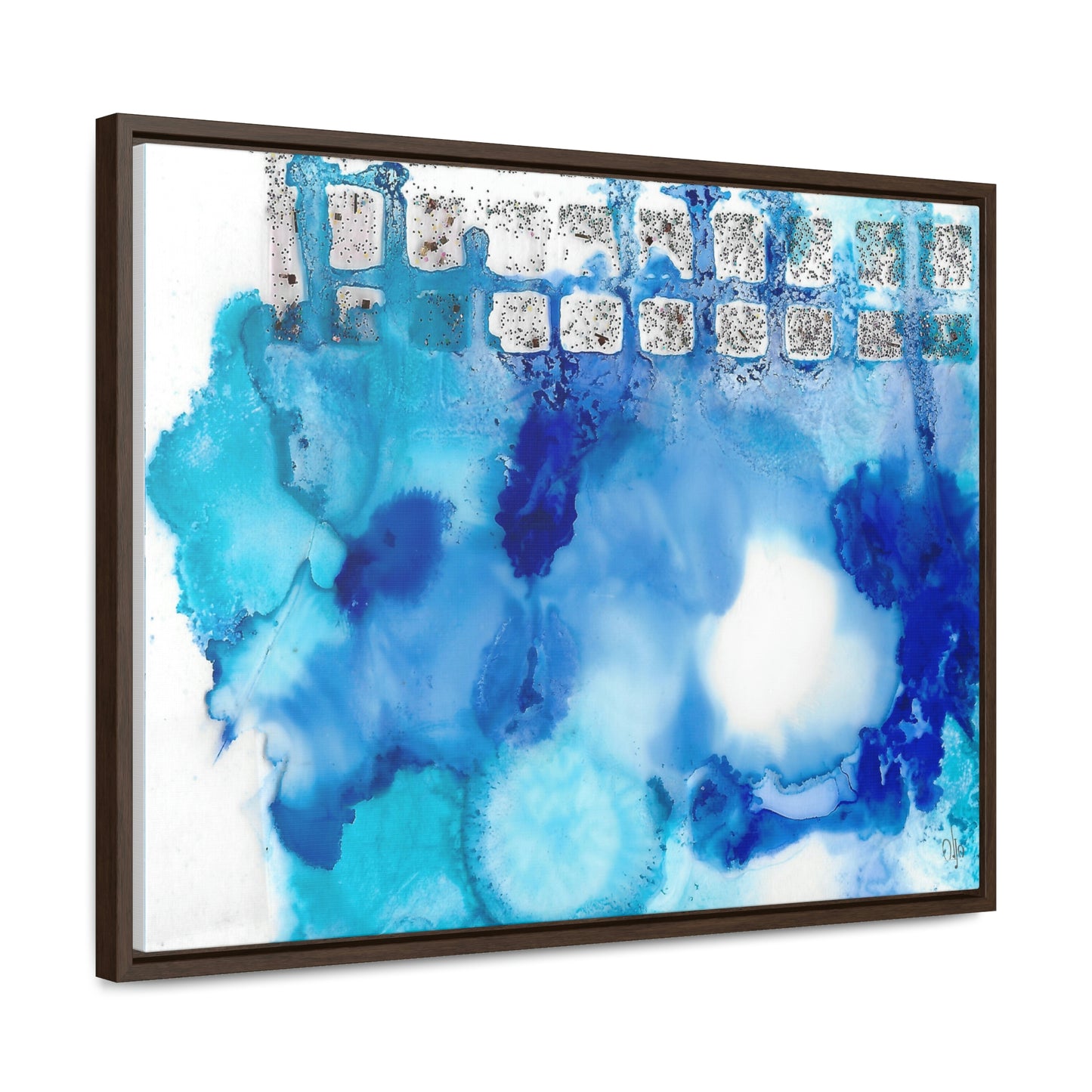 Blue Ice 2 Framed Canvas Print - Alja Design