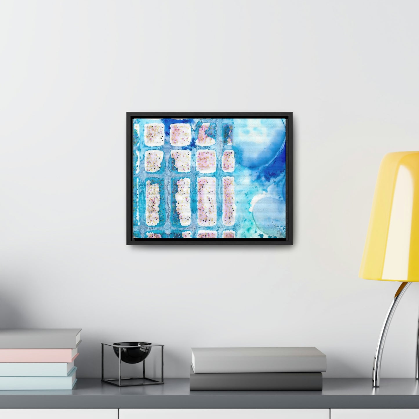 Blue Ice 6 Framed Canvas Print - Alja Design