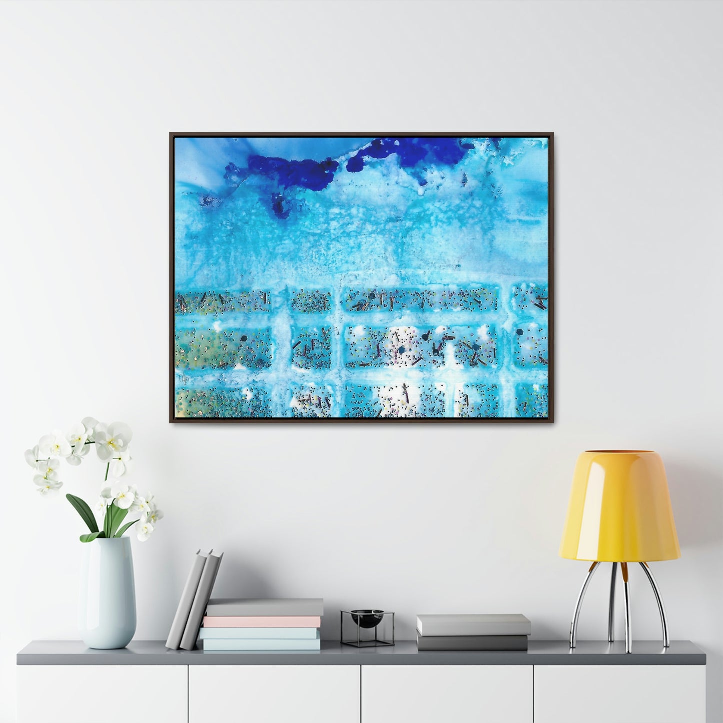 Blue Ice 8 Framed Canvas Print - Alja Design