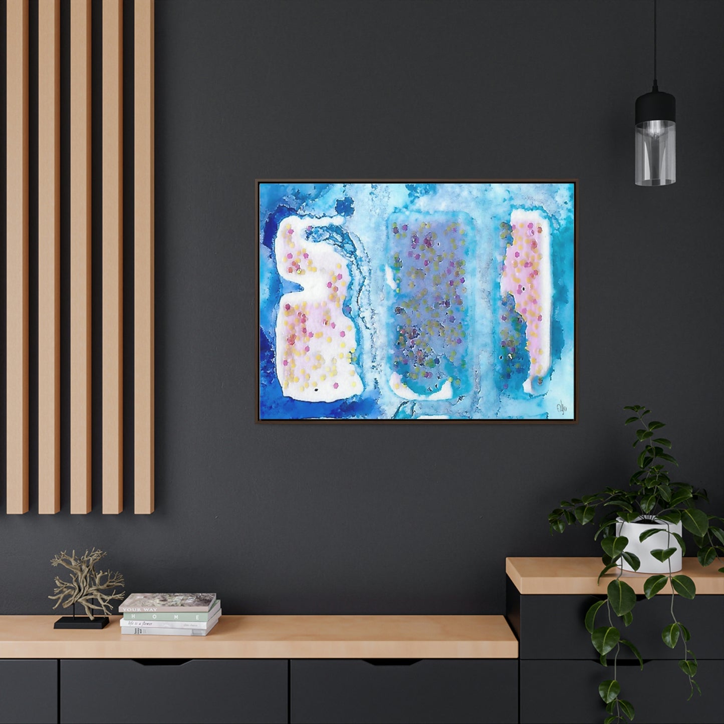 Blue Ice 4 Framed Canvas Print - Alja Design