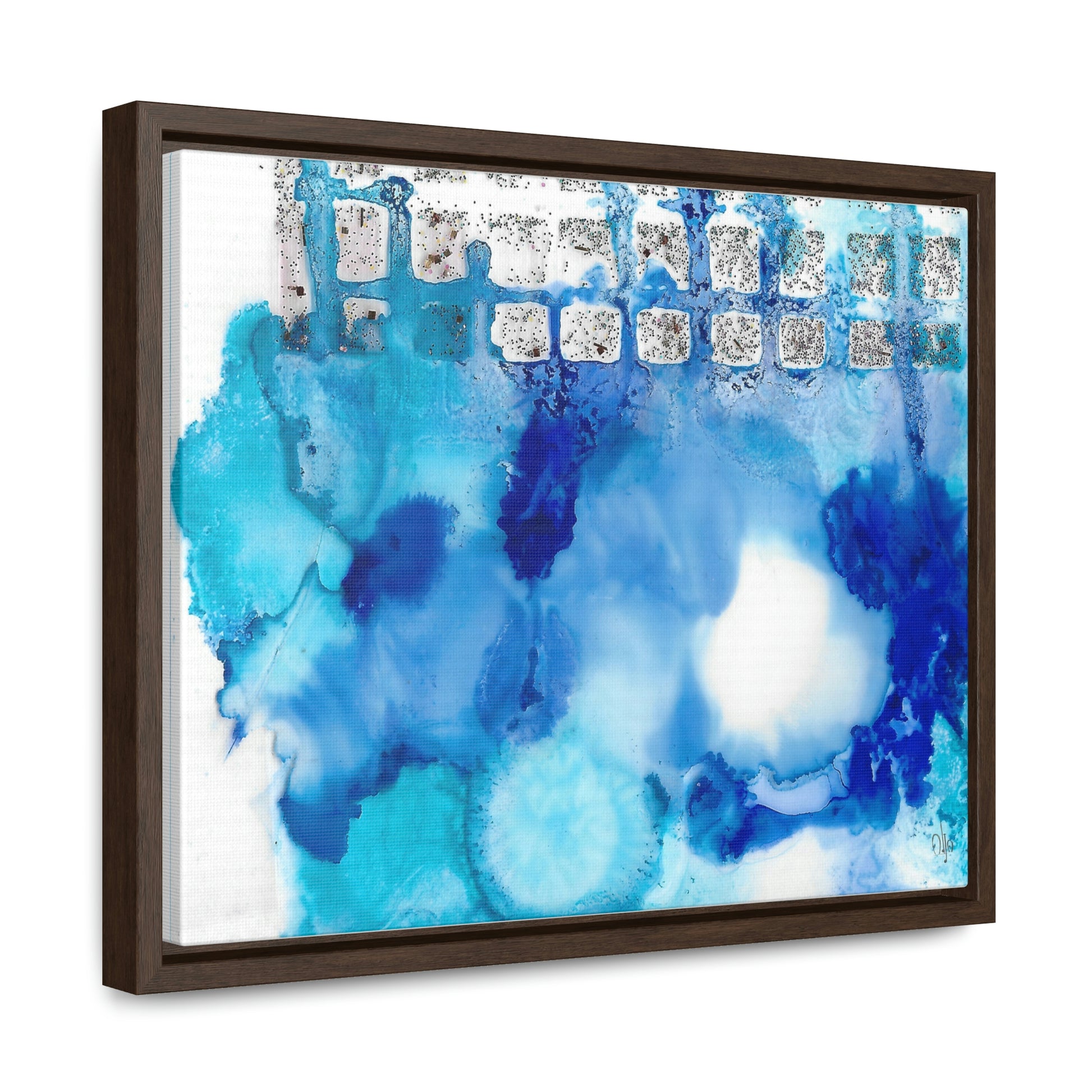 Blue Ice 2 Framed Canvas Print - Alja Design