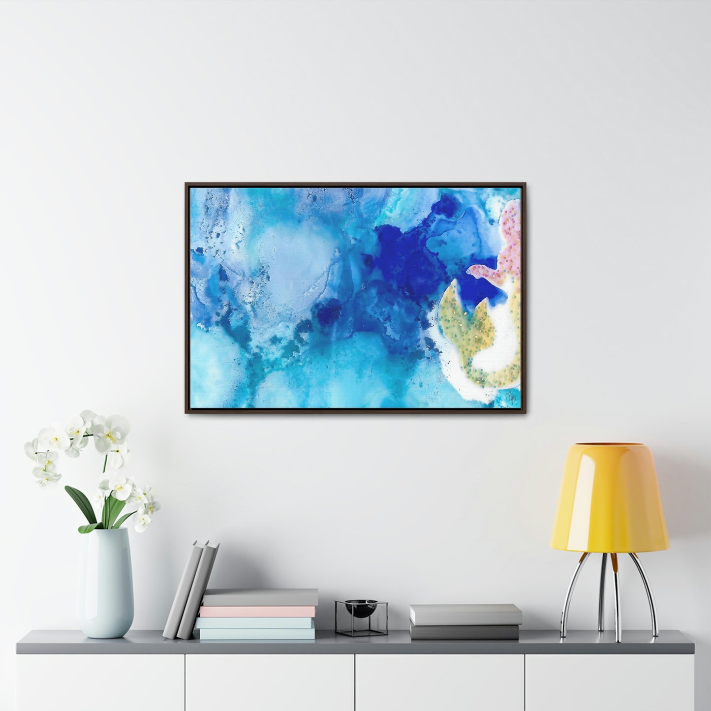 Blue Ice 3 Framed Canvas Print - Alja Design