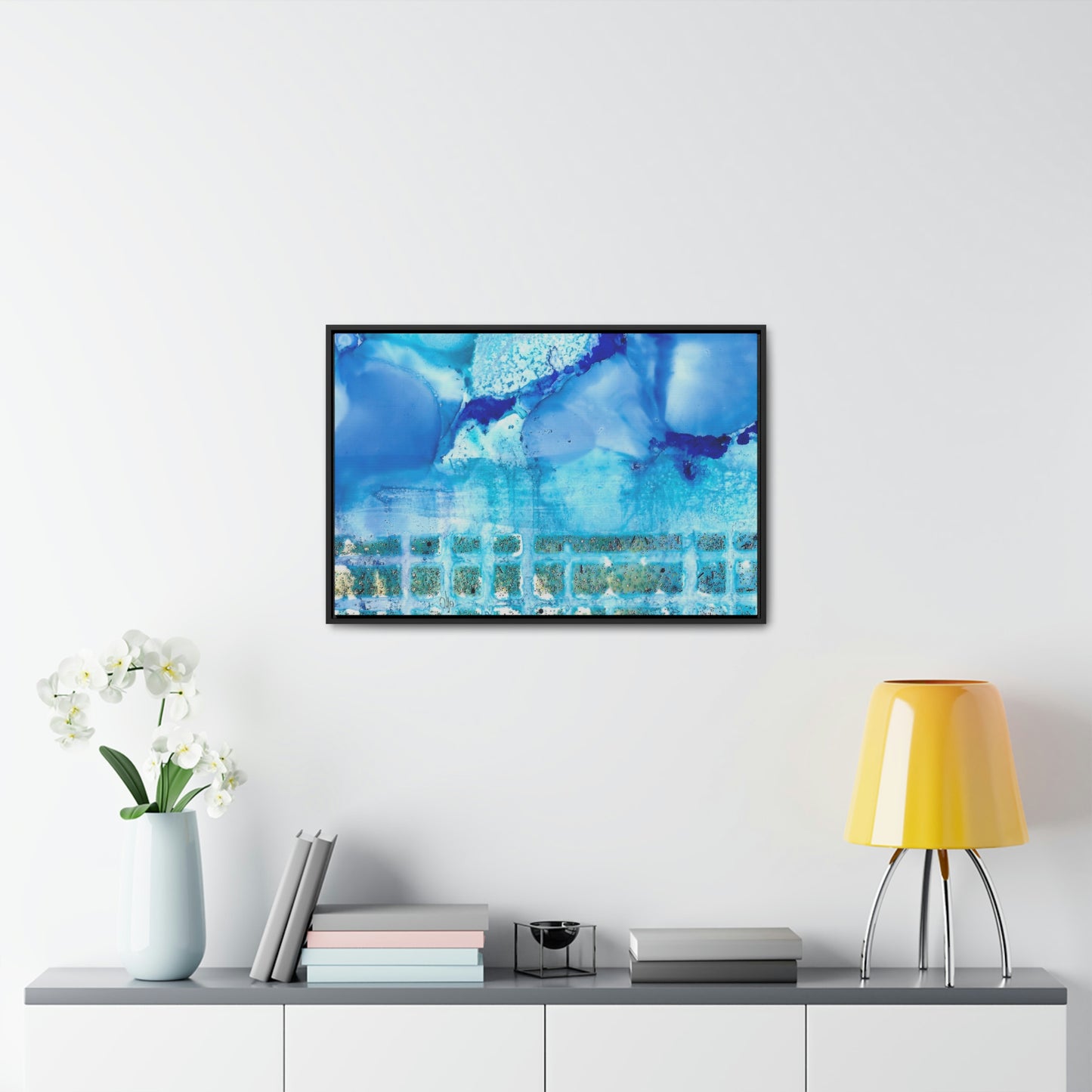 Blue Ice 1 Framed Canvas Print - Alja Design