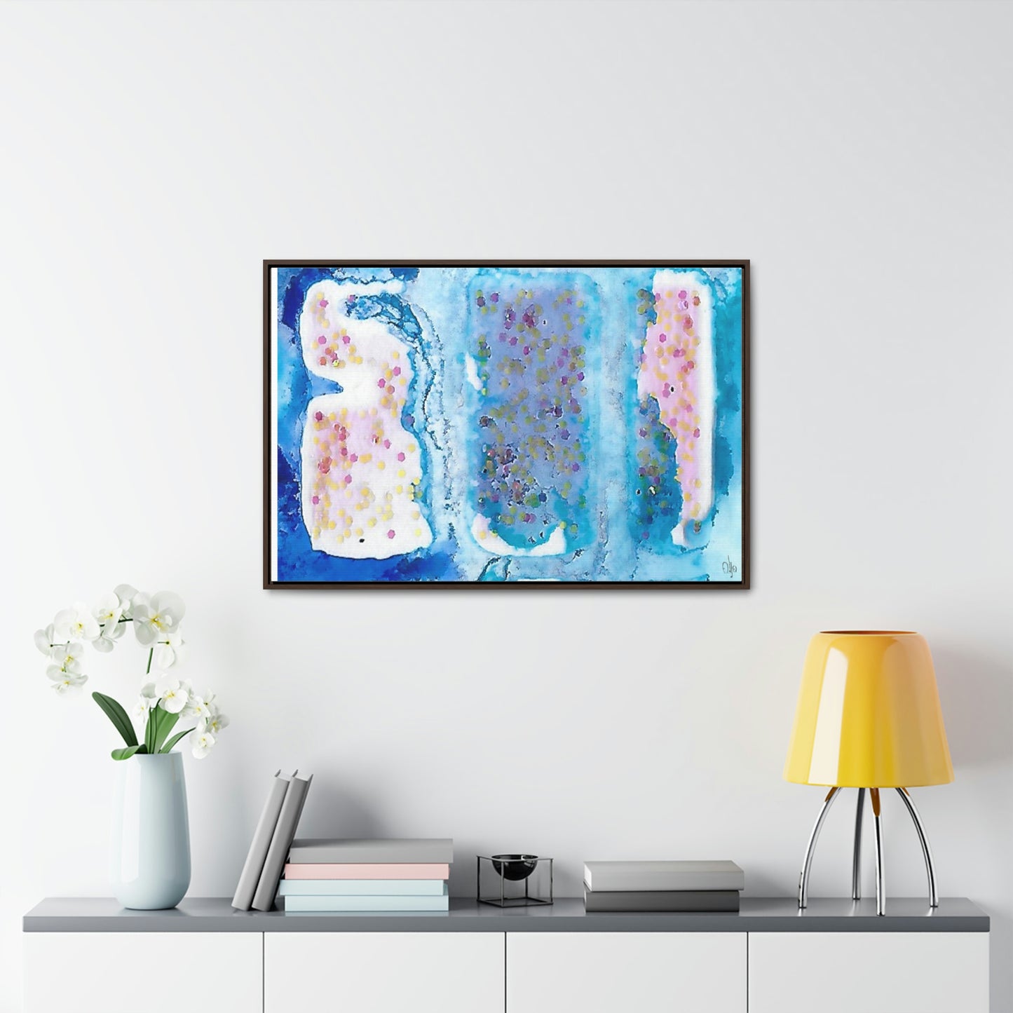 Blue Ice 4 Framed Canvas Print - Alja Design