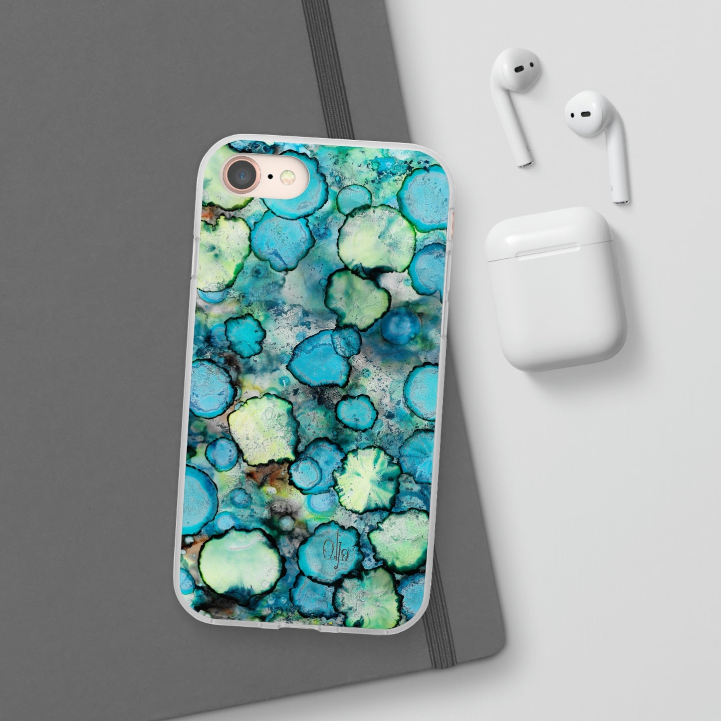 iPhone and Samsung Galaxy Flexi Phone Case Blue Bubbles - Alja Design