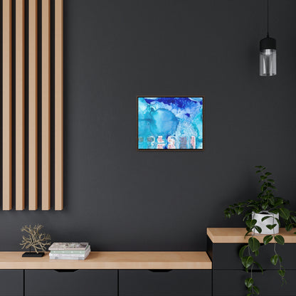 Blue Ice 9 Framed Canvas Print - Alja Design