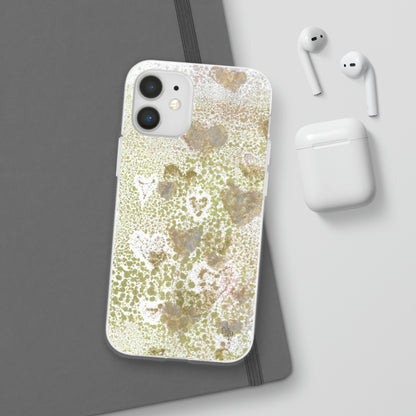 iPhone and Samsung Galaxy Flexi Phone Case Green Hearts - Alja Design