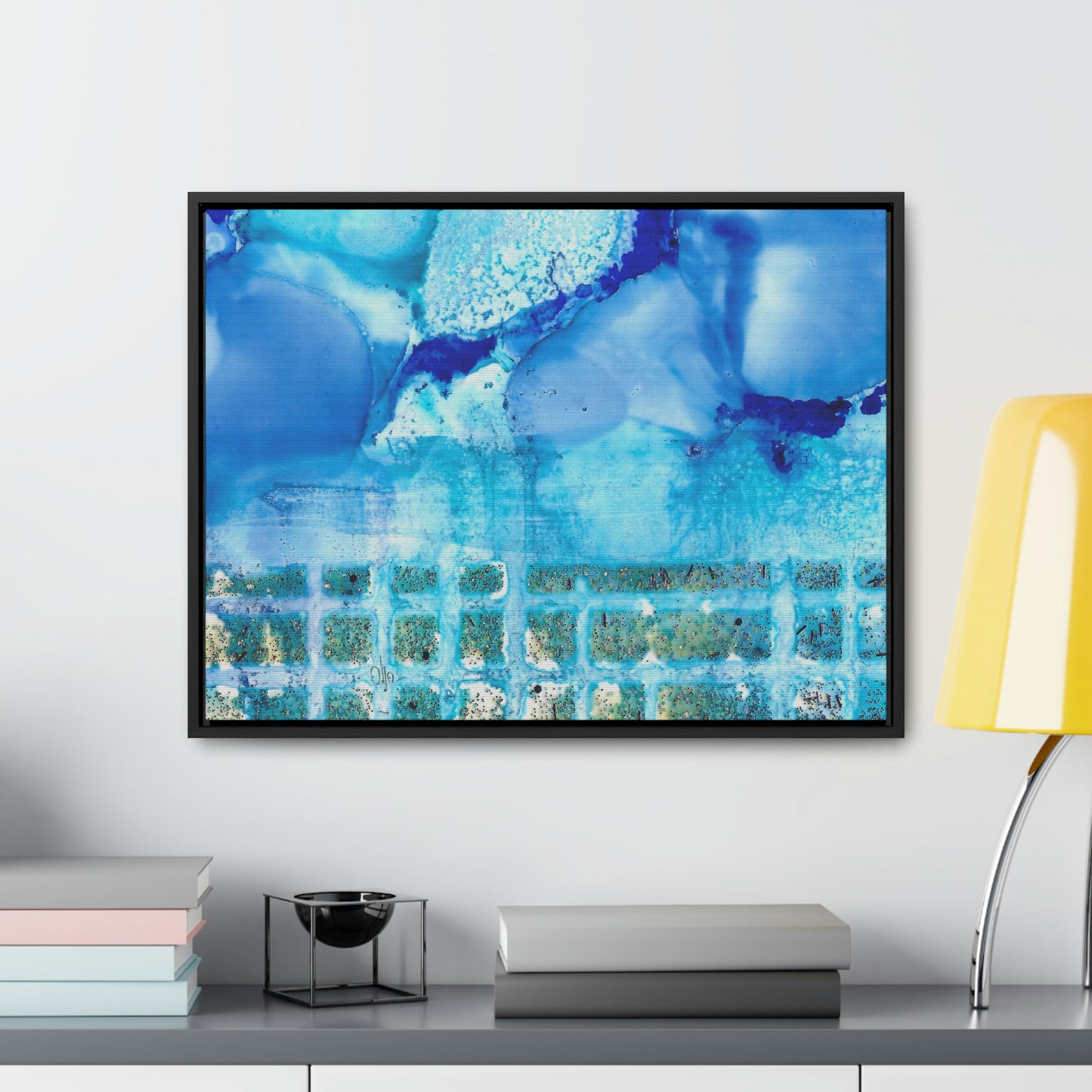 Blue Ice 1 Framed Canvas Print - Alja Design