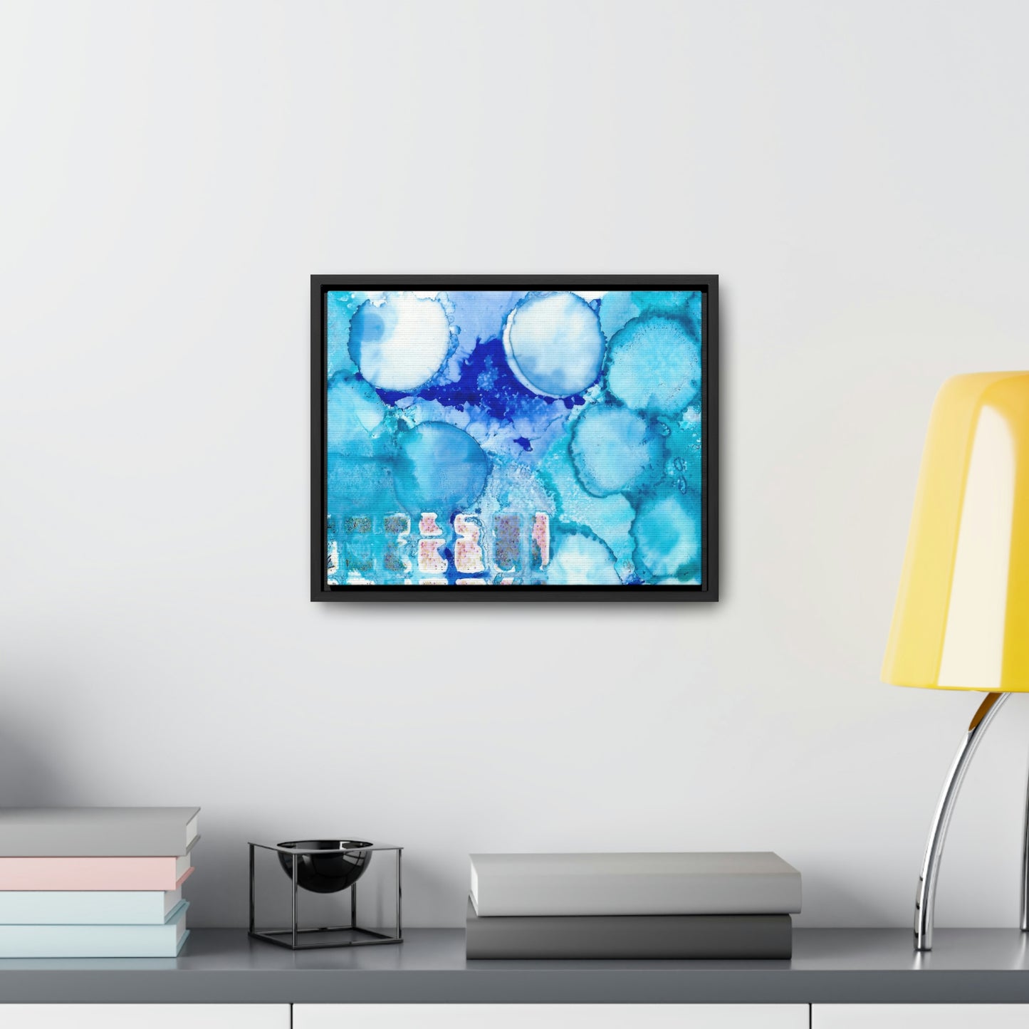 Blue Ice 5 Framed Canvas Print - Alja Design