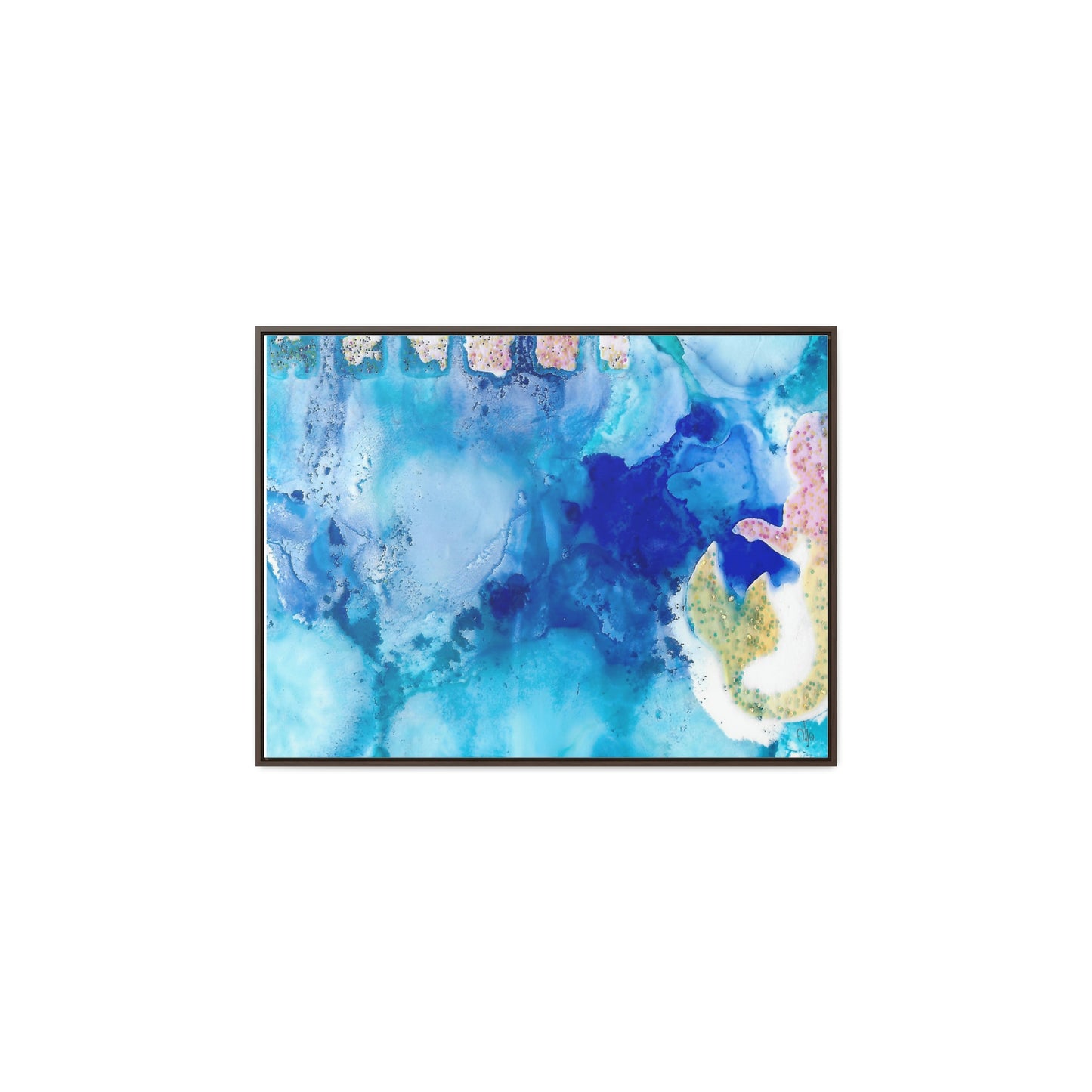 Blue Ice 3 Framed Canvas Print - Alja Design