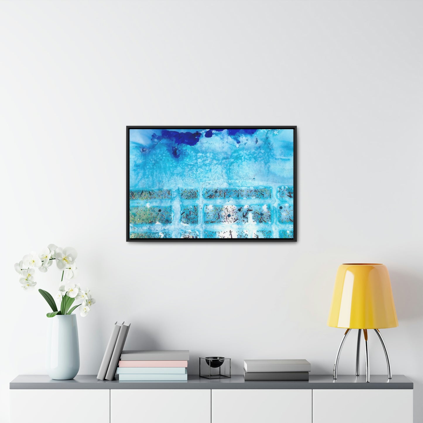 Blue Ice 8 Framed Canvas Print - Alja Design