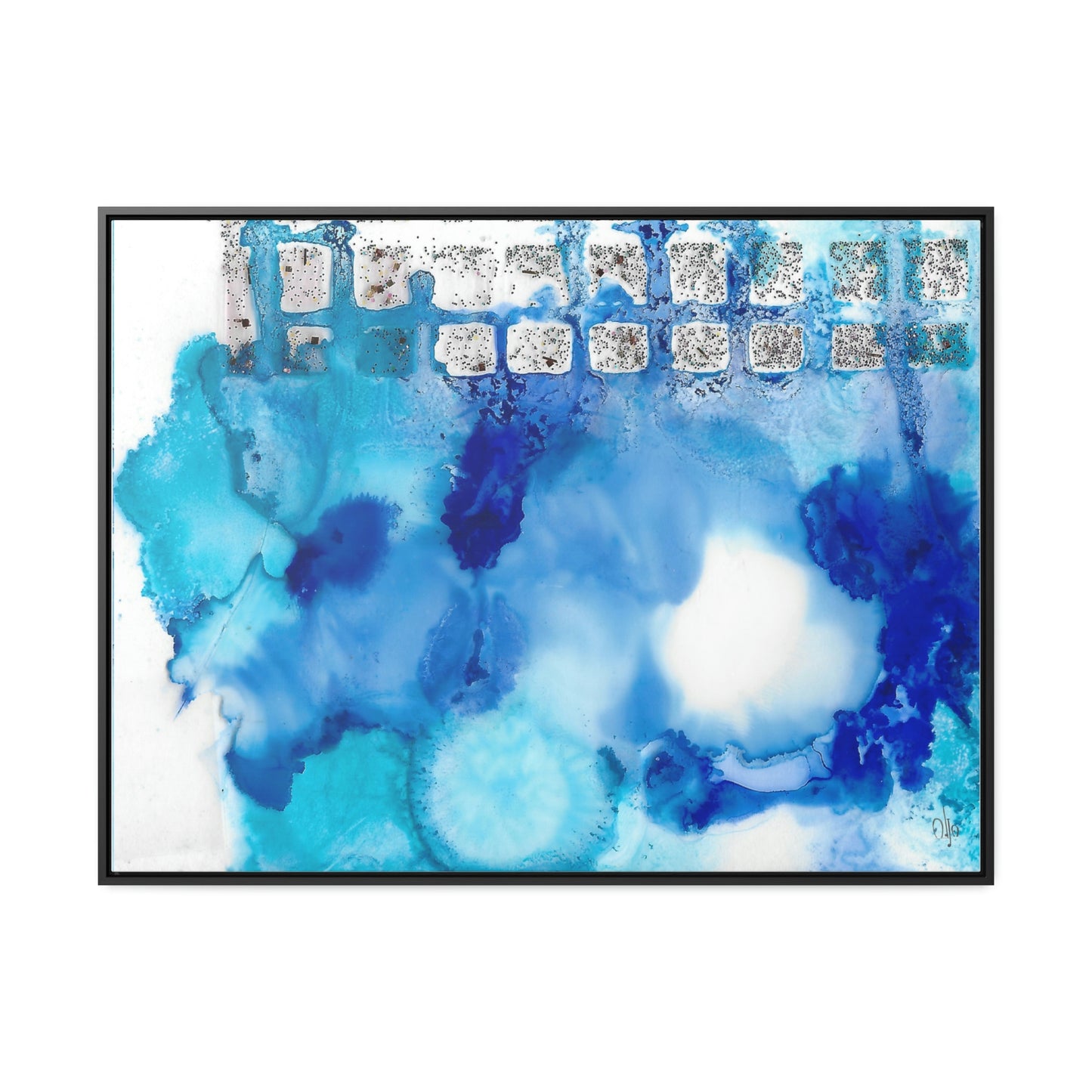 Blue Ice 2 Framed Canvas Print - Alja Design