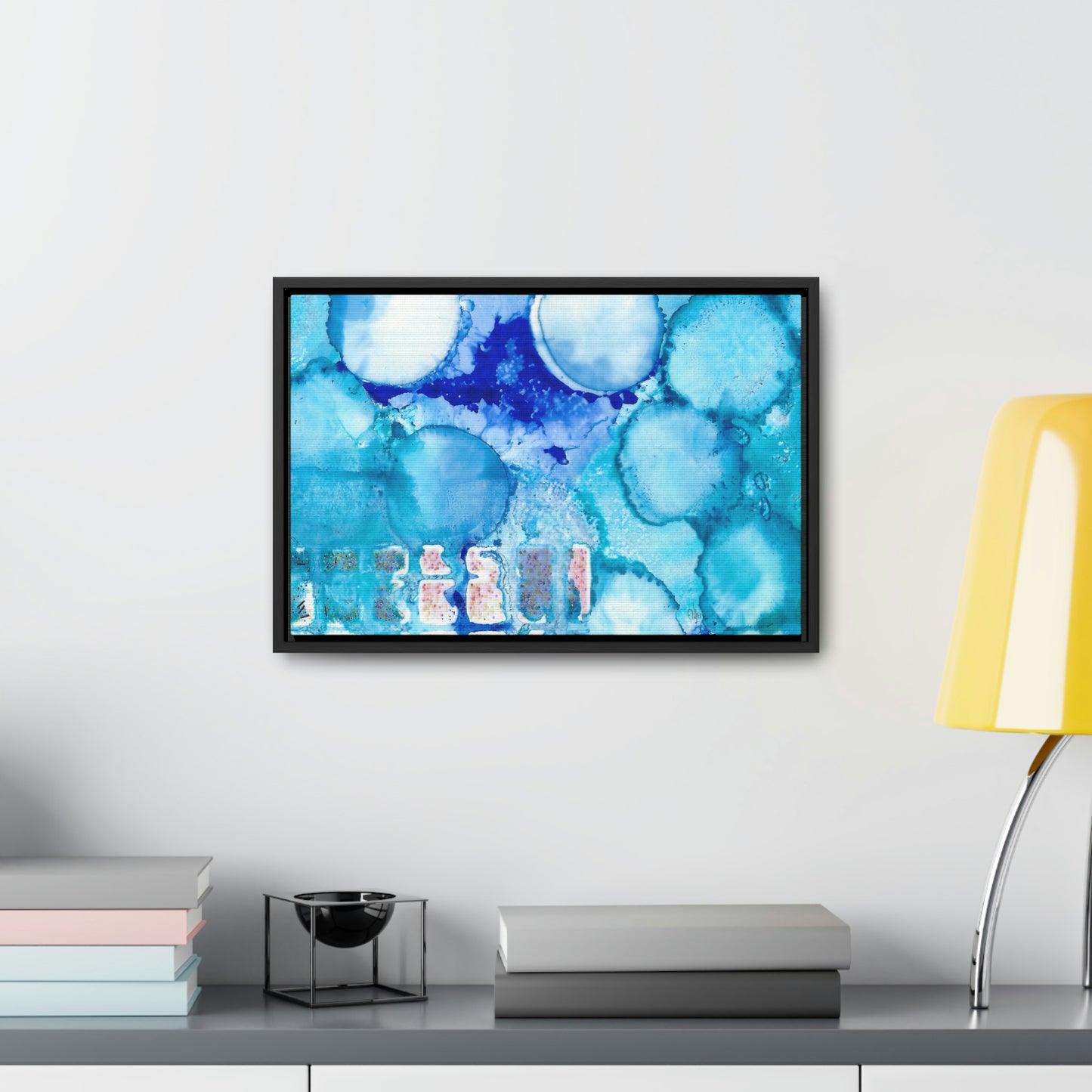 Blue Ice 5 Framed Canvas Print - Alja Design