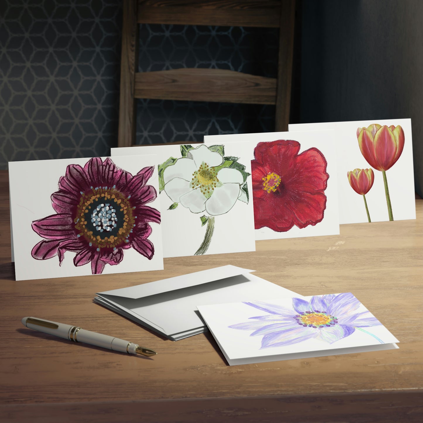 Flowers Collection Greeting Cards (5-Pack) - Alja Design