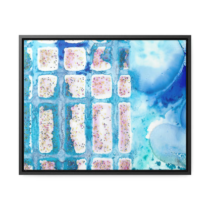 Blue Ice 6 Framed Canvas Print - Alja Design